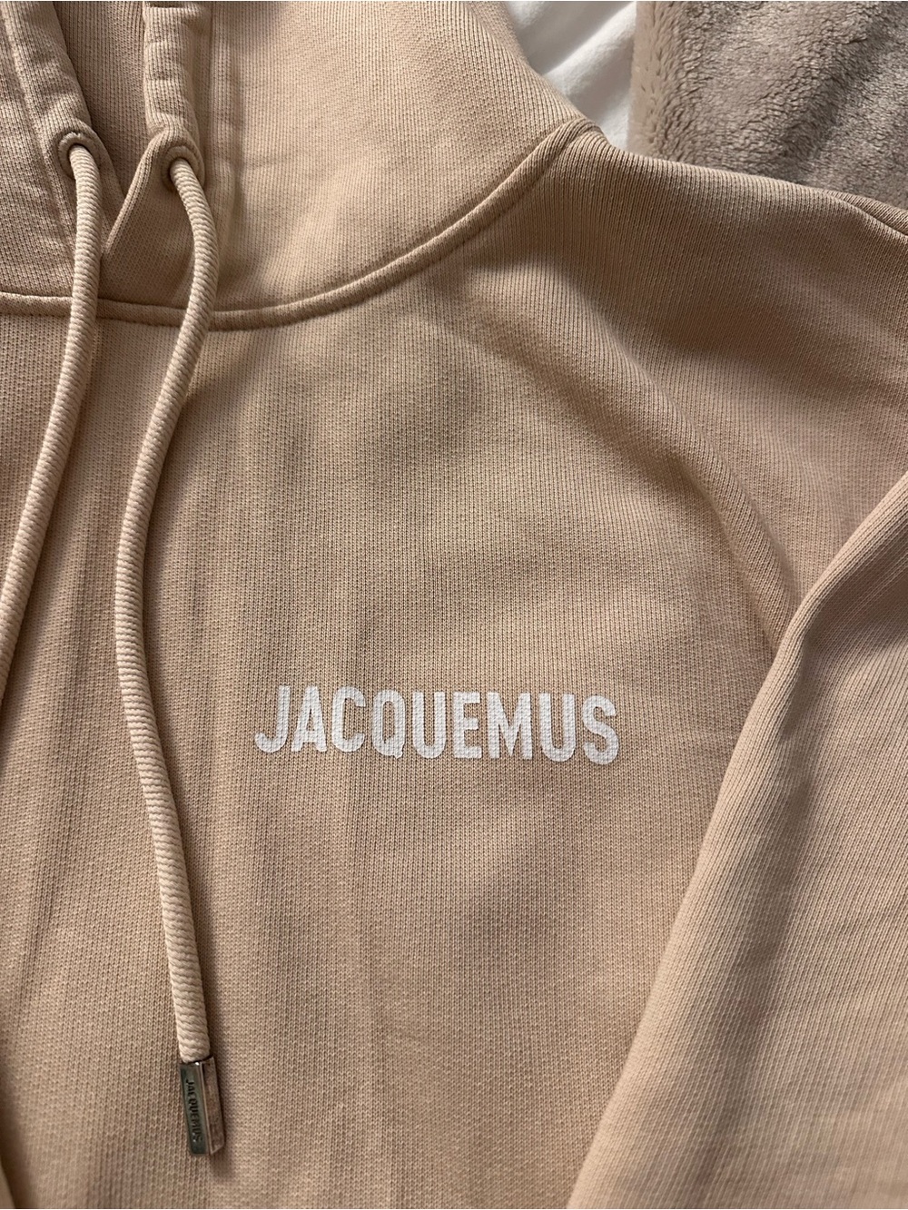 Jacquemus Hoodie in Beige with White Logo